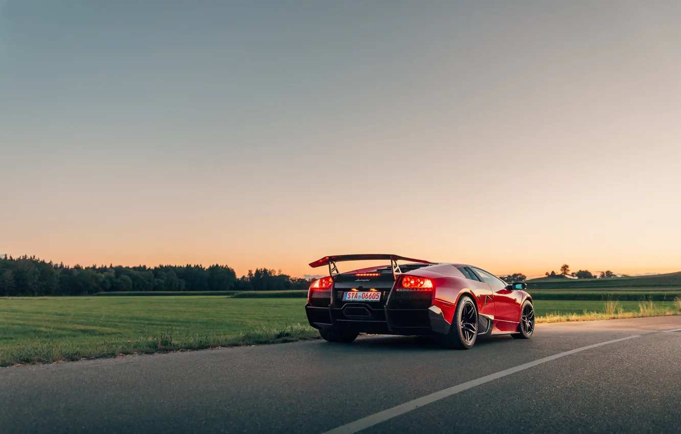 Фото обои Murcielago, Rear view, Evening, LP670-4 SV