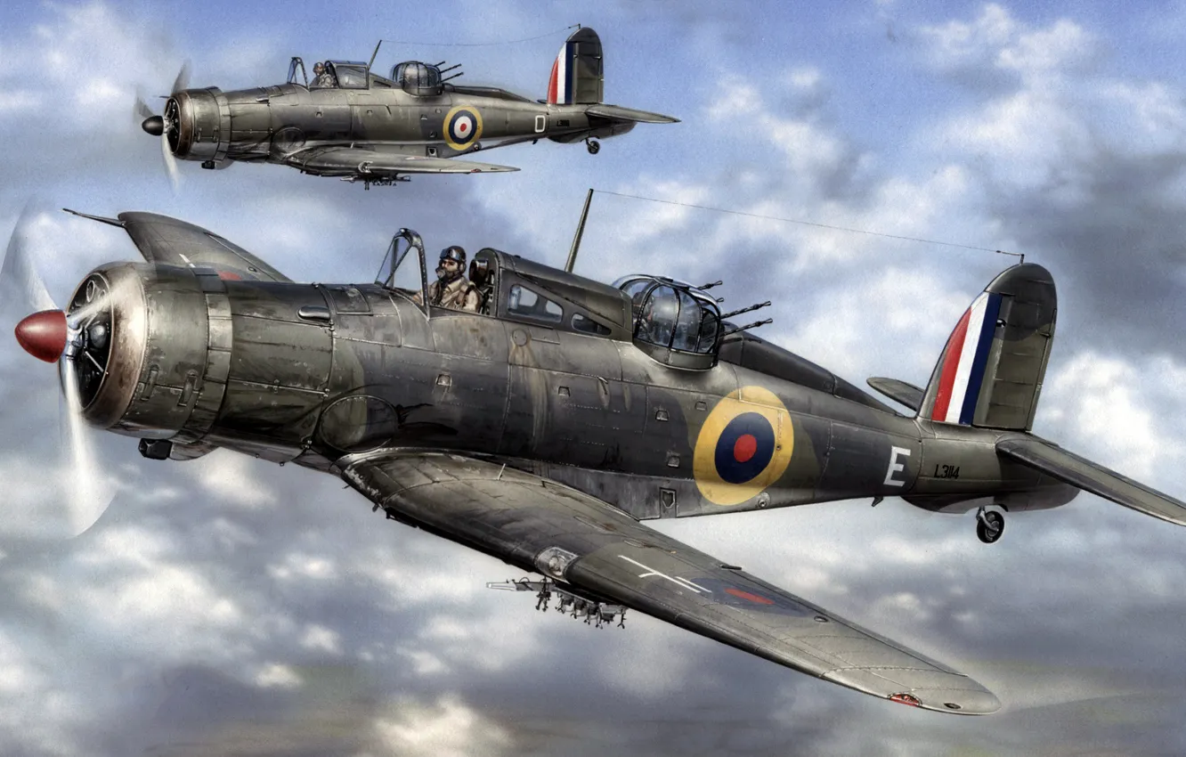 Фото обои времён Второй мировой войны, британский палубный истребитель, Roc, Воздушное Крыло Флота, Блекбёрн Рок, Blackburn