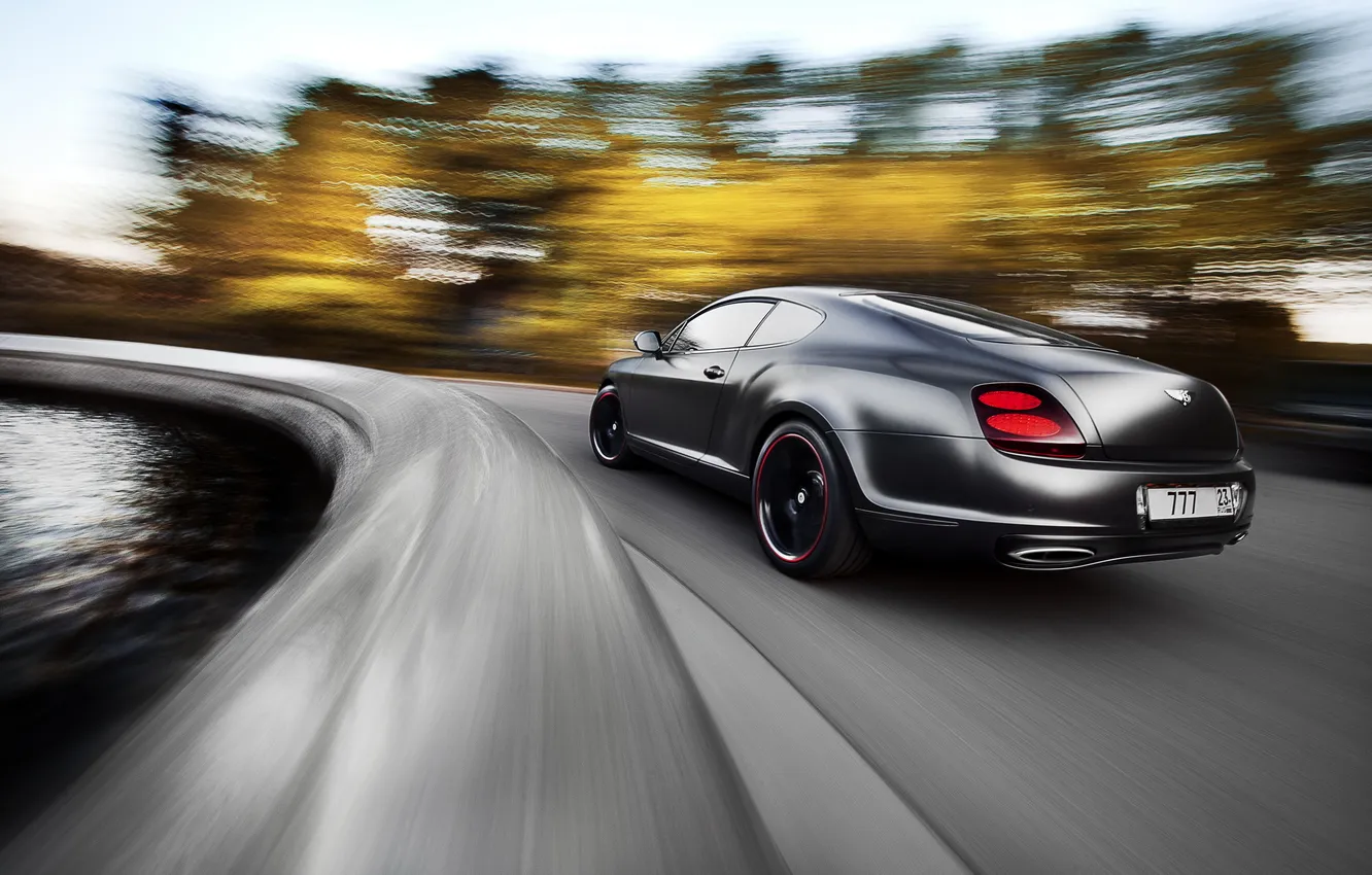 Фото обои Bentley, в движении, бентли, ригшот, Сontinental GT SuperSports