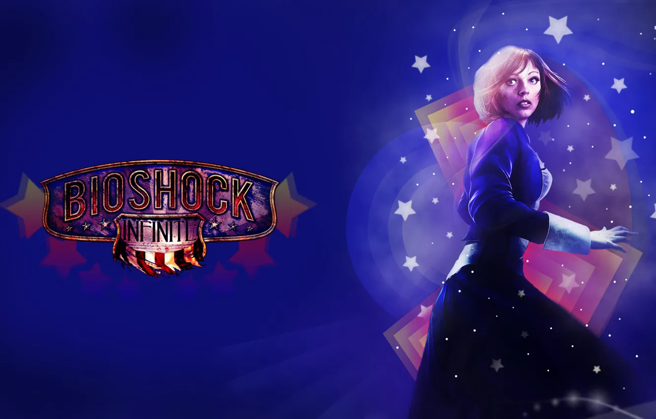 Фото обои звезды, синий, Bioshock infinite, Элизабет