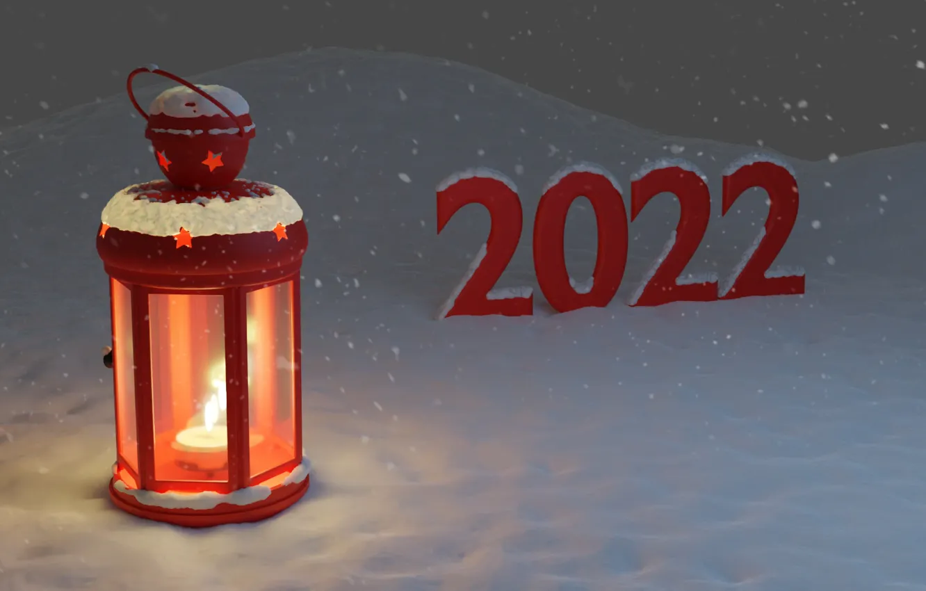 Фото обои Снег, Фонарик, 2022, Новогодный фонарь