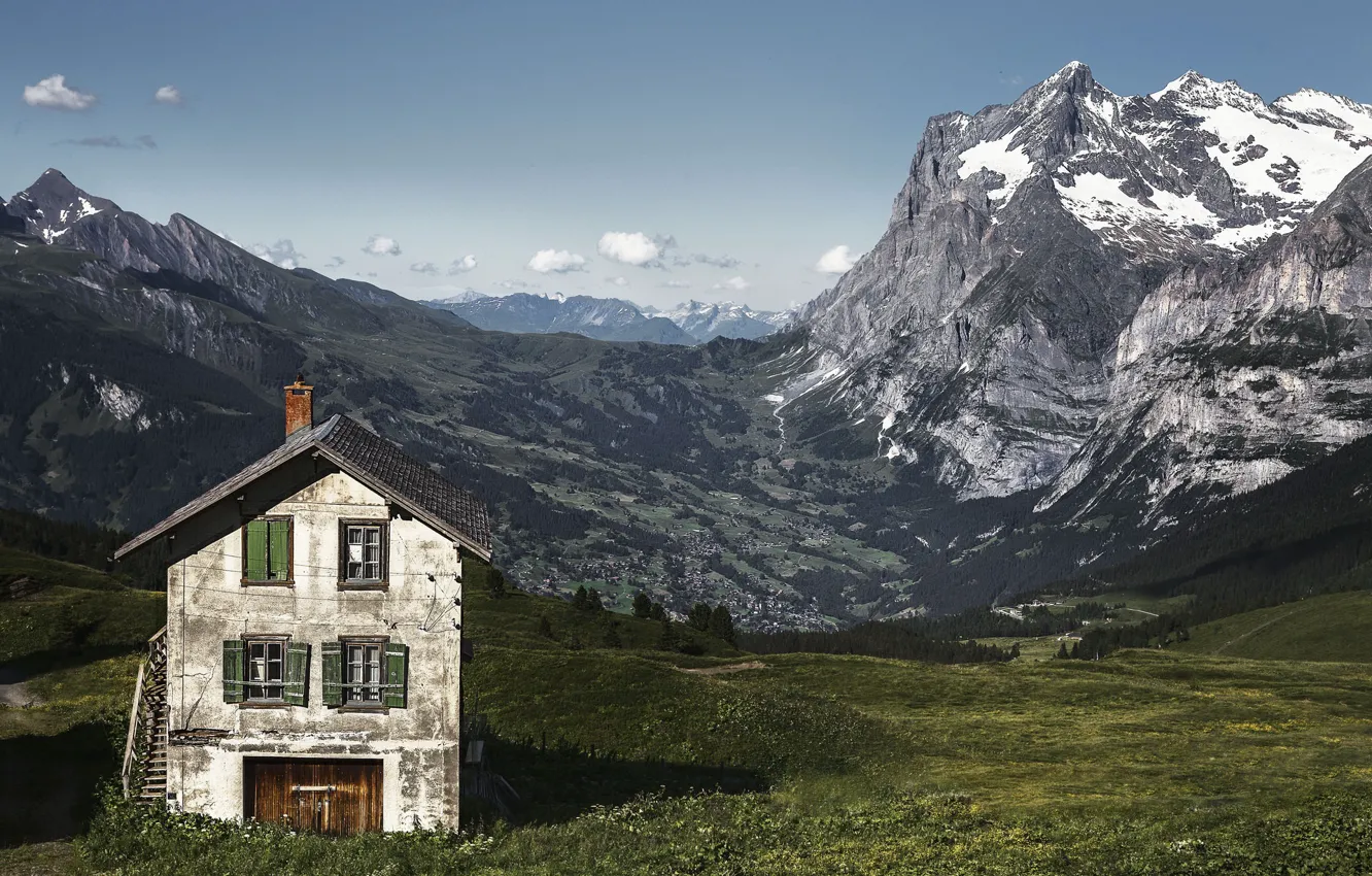 Фото обои горы, природа, дом