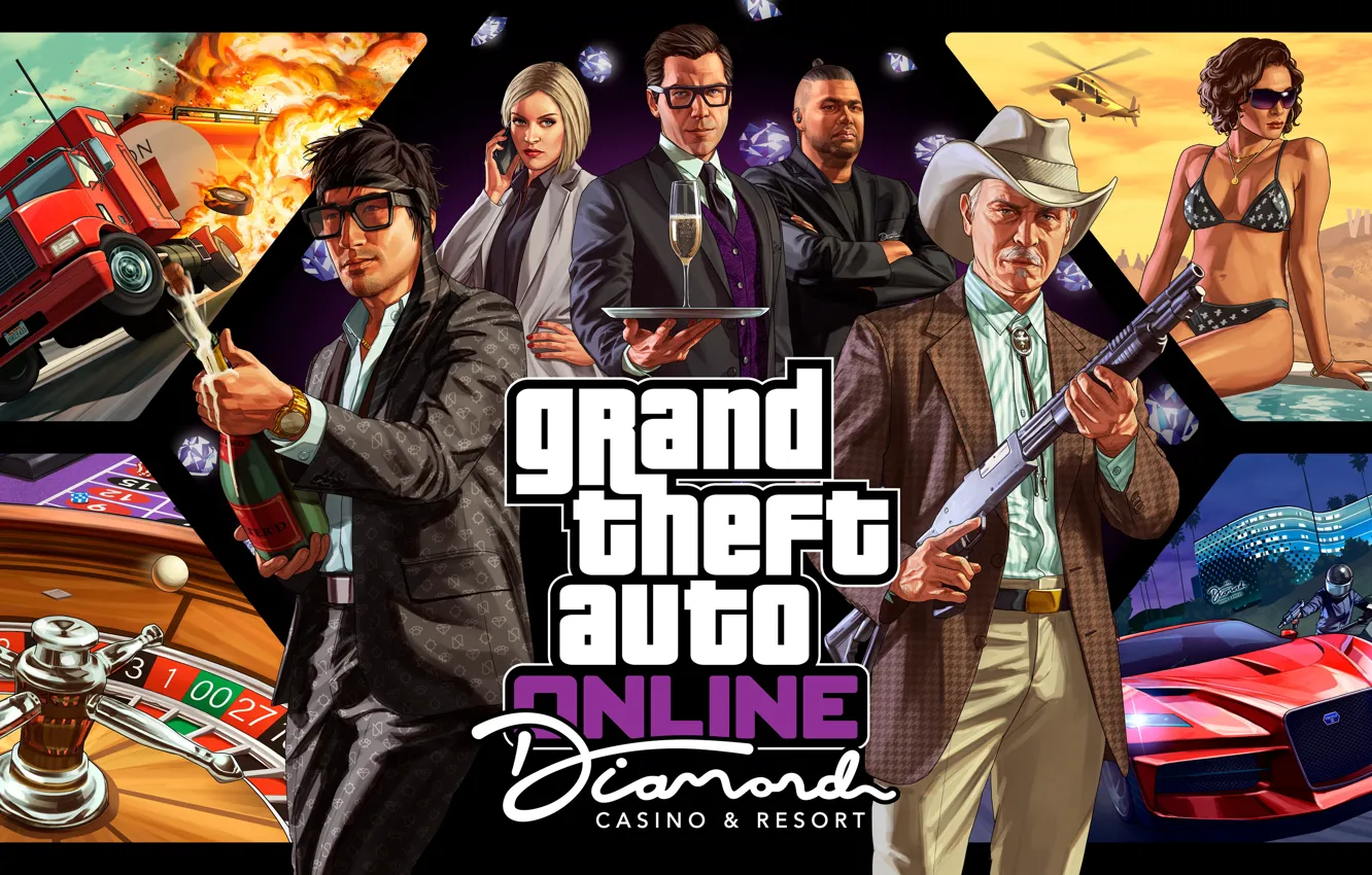 Фото обои арт, казино, Grand Theft Auto V, GTA 5, gta online, Grand Theft Auto Online