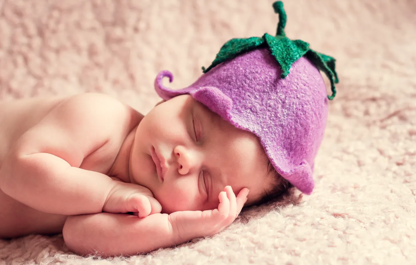 Фото обои сон, колокольчик, ребёнок, шапочка, младенец