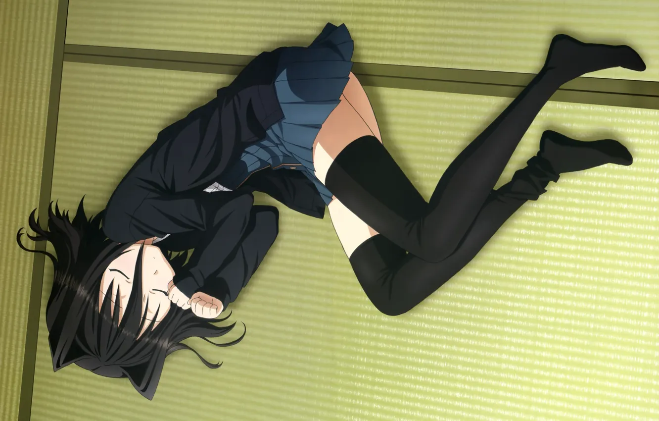 Фото обои сон, спит, девочка, на полу, лежа, morishita michiru, koi to senkyo to chocolate