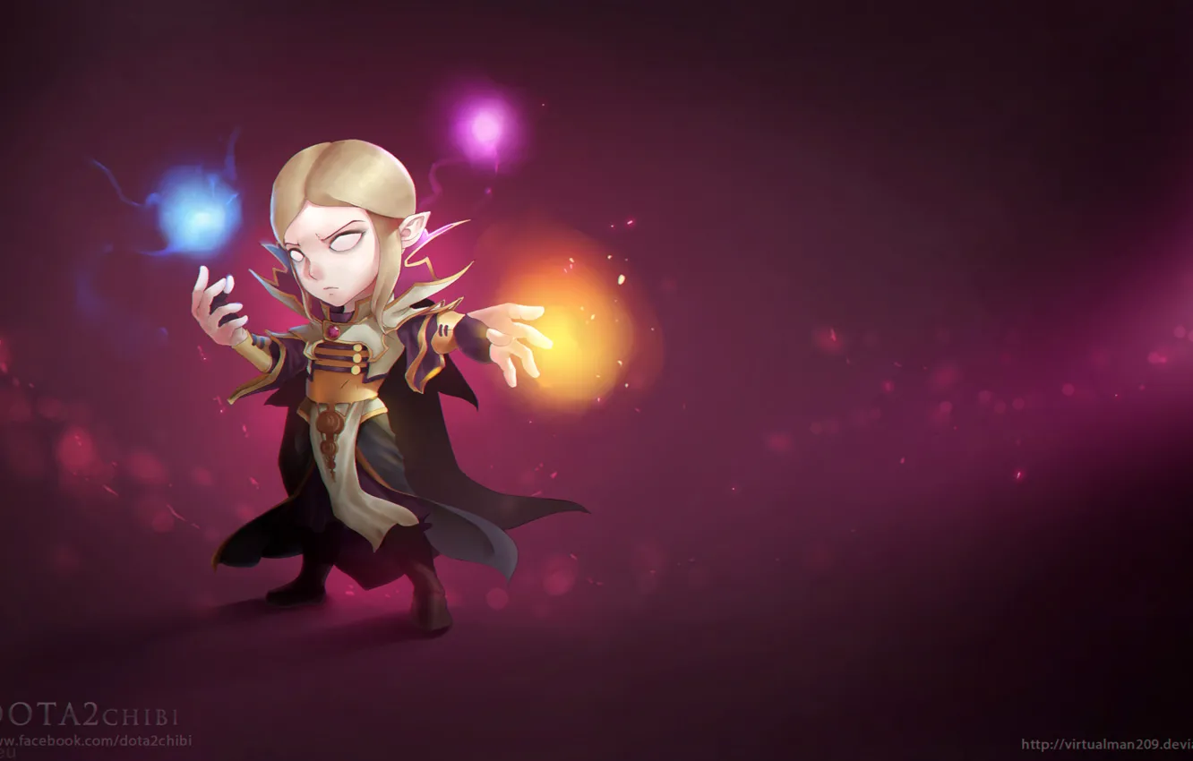 Фото обои арт, chibi, Dota 2, Carl, Invoker