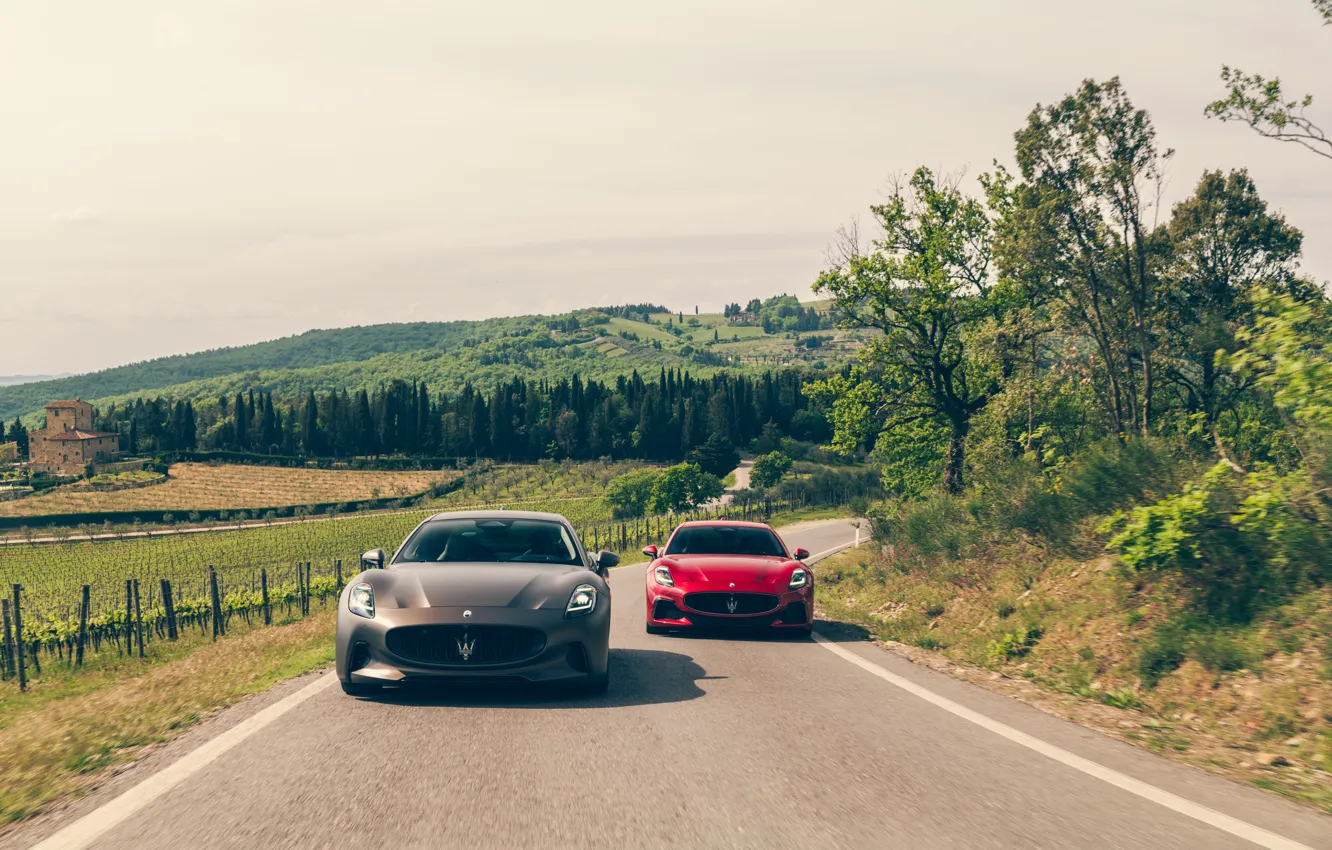 Фото обои Maserati, road, GranTurismo, Maserati GranTurismo, sports car, front view, grand tourer