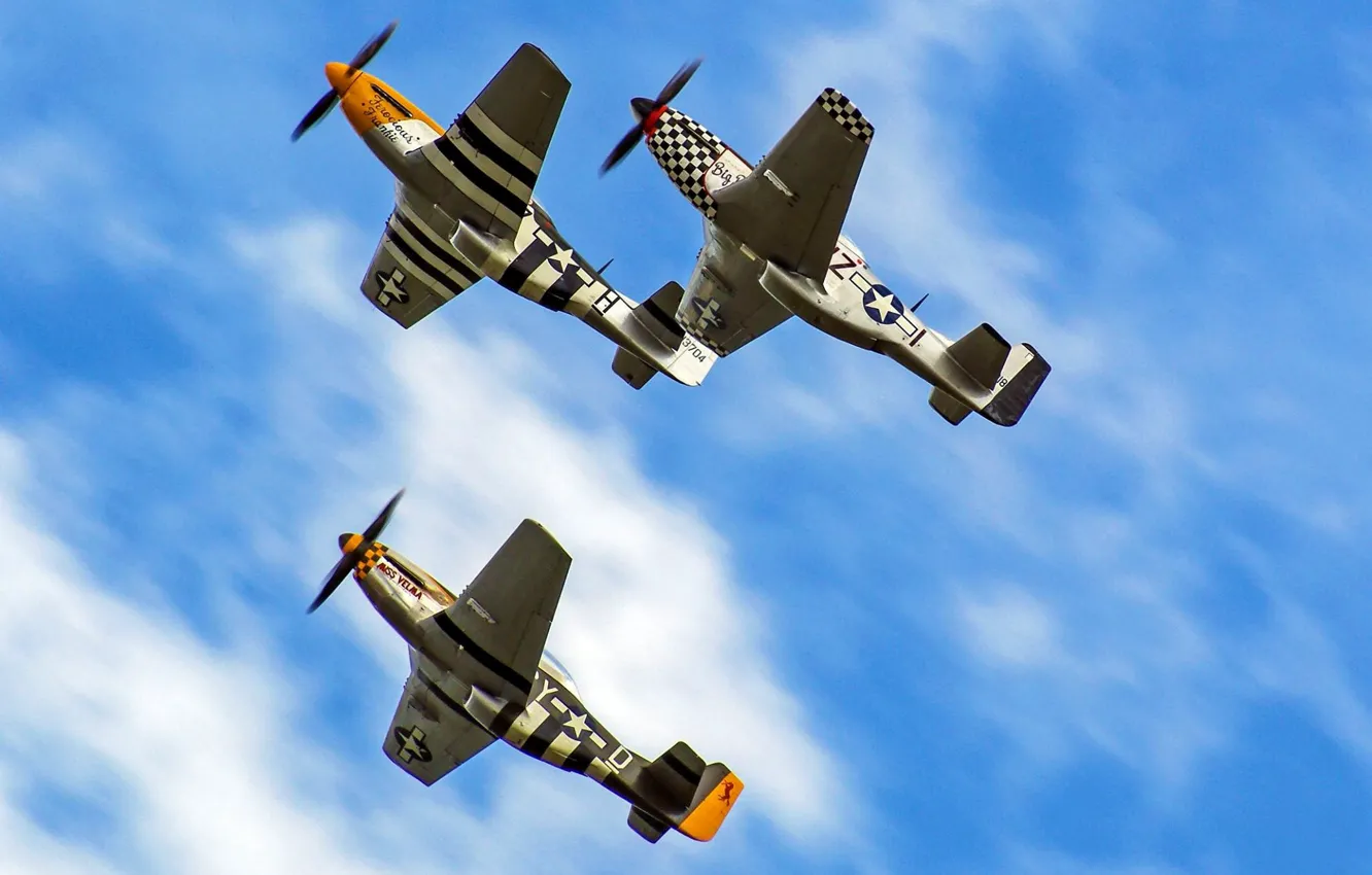 Фото обои полет, Mustang, истребители, P-51