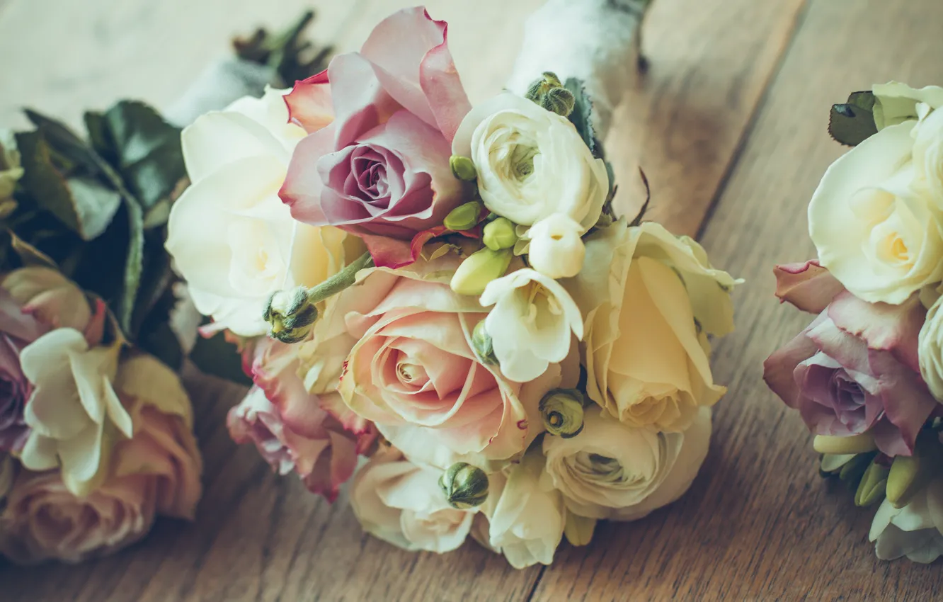 Фото обои розы, букет, свадебный