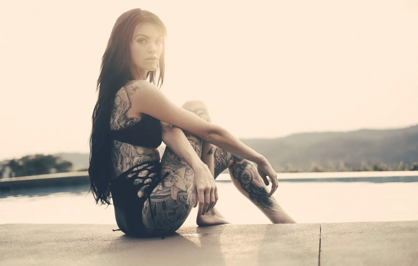 Фото обои девушка, свет, поза