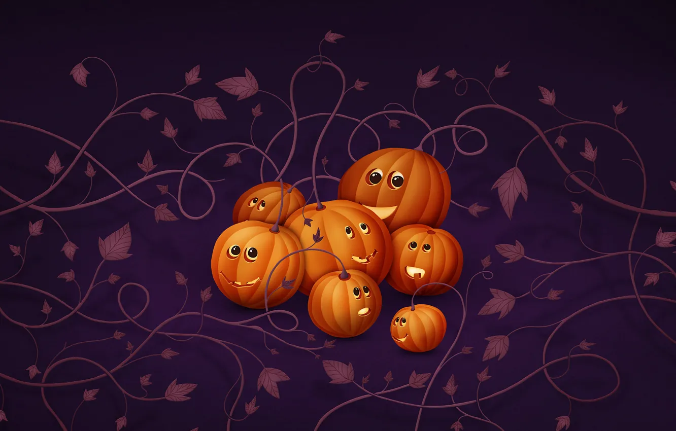 Фото обои тыквы, Halloween, Хеллоуин, плети