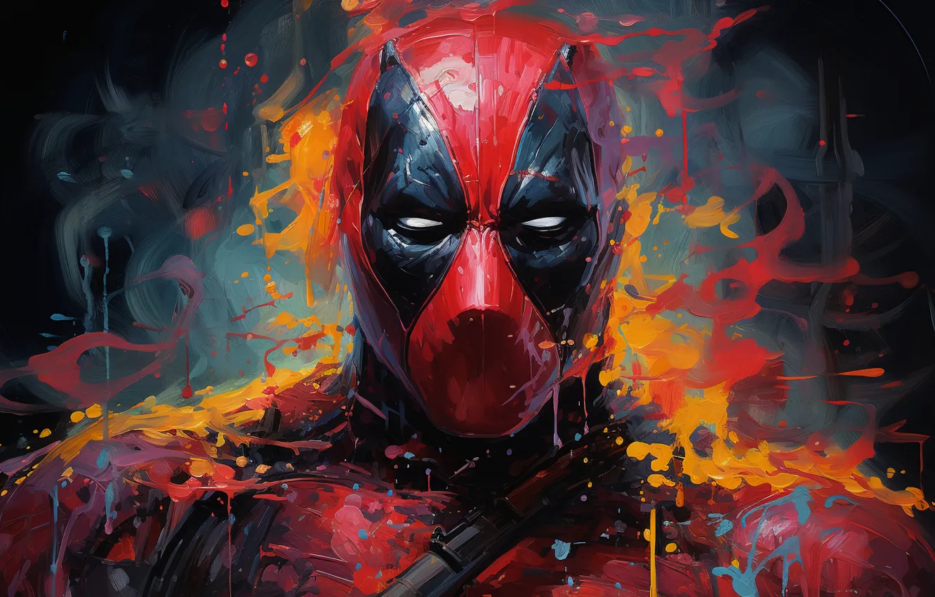 Фото обои colors, Deadpool, Marvel, superhero, Wade Wilson, ai art