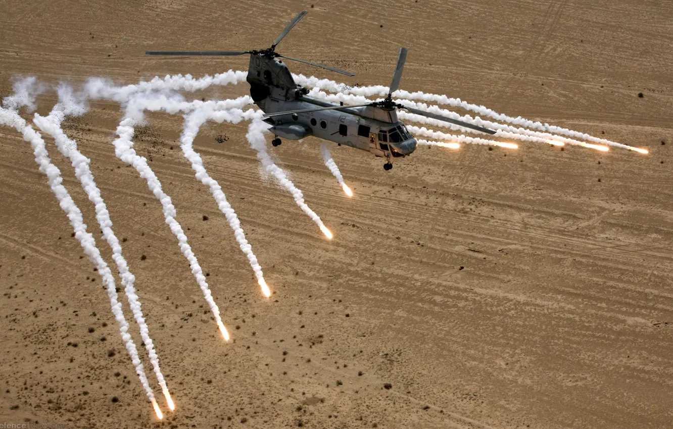 Фото обои пустыня, ракеты, вертолет