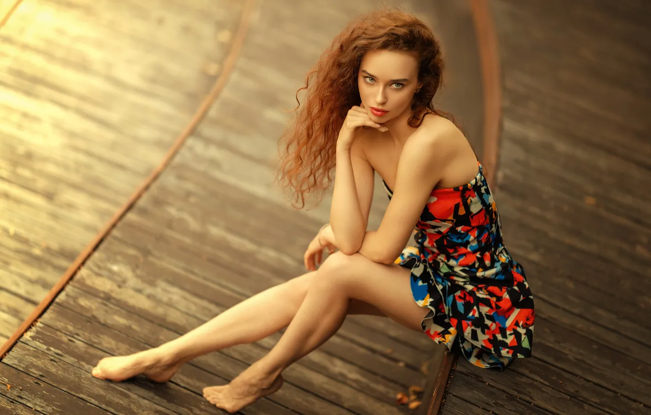 Фото обои colorful, dress, barefoot, women, warm light, Vyacheslav Ivanov