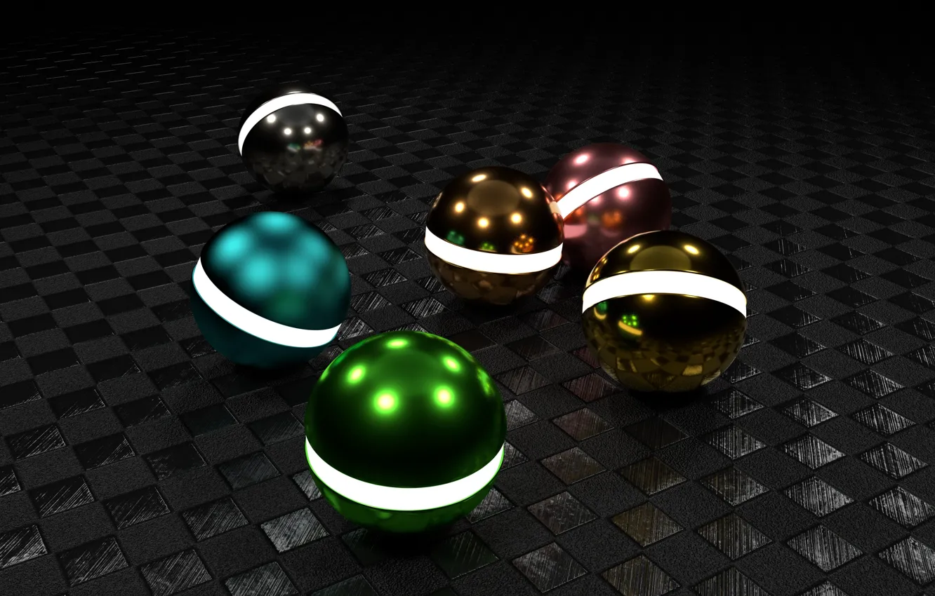 Фото обои ball, metal balls, 3D