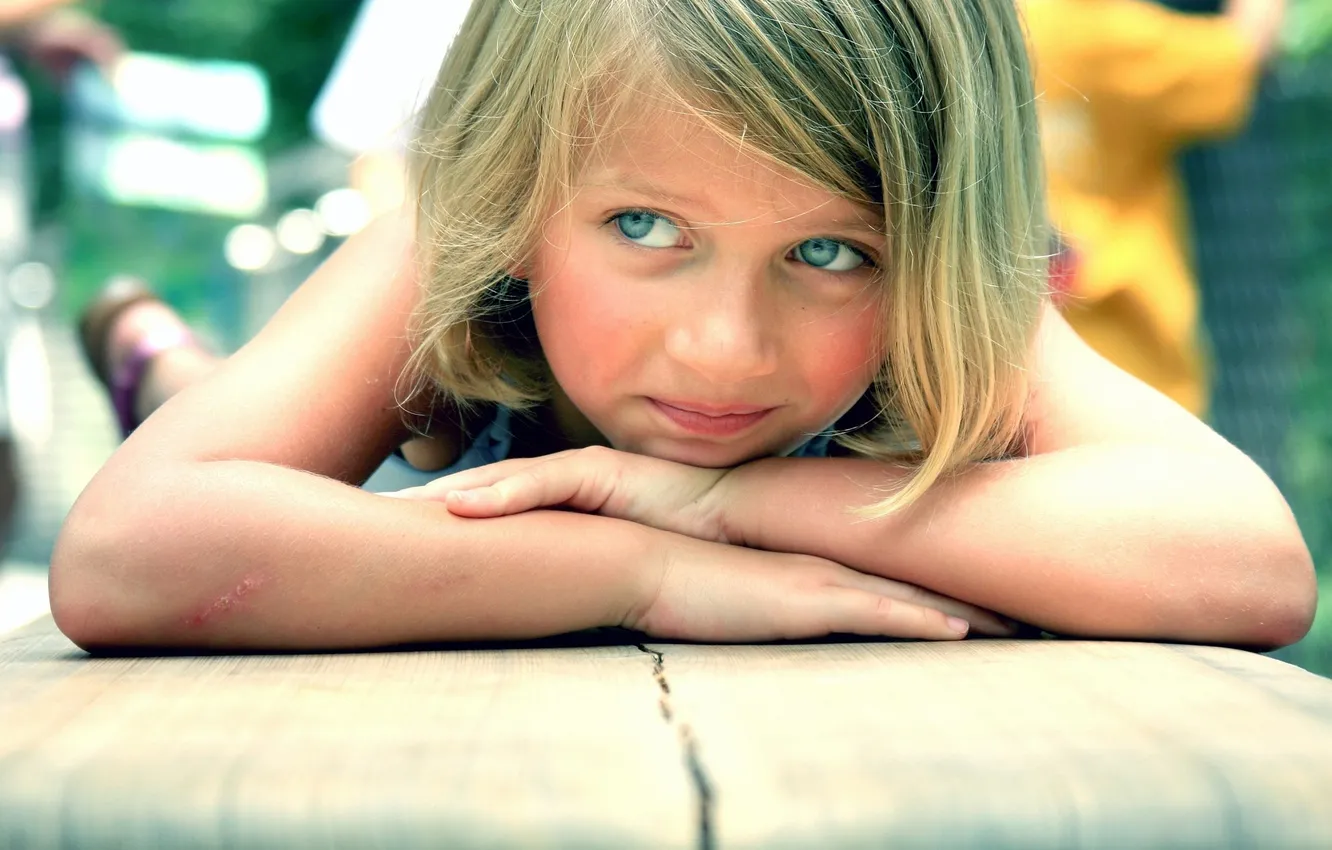 Фото обои глаза, дети, фото, голубой, девочка, царапины