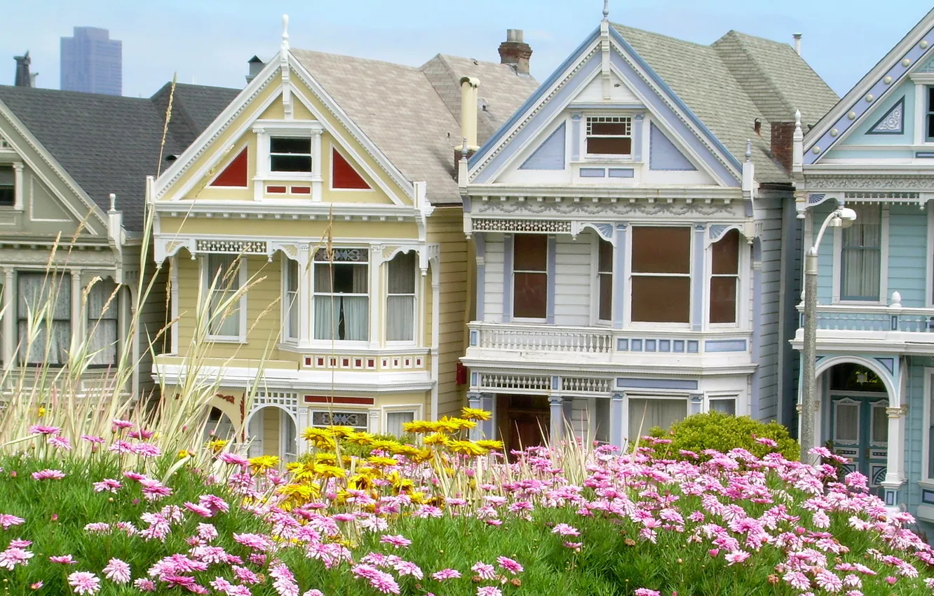 Фото обои цветы, дом, Калифорния, Сан-Франциско, коттедж, San Francisco, Сша