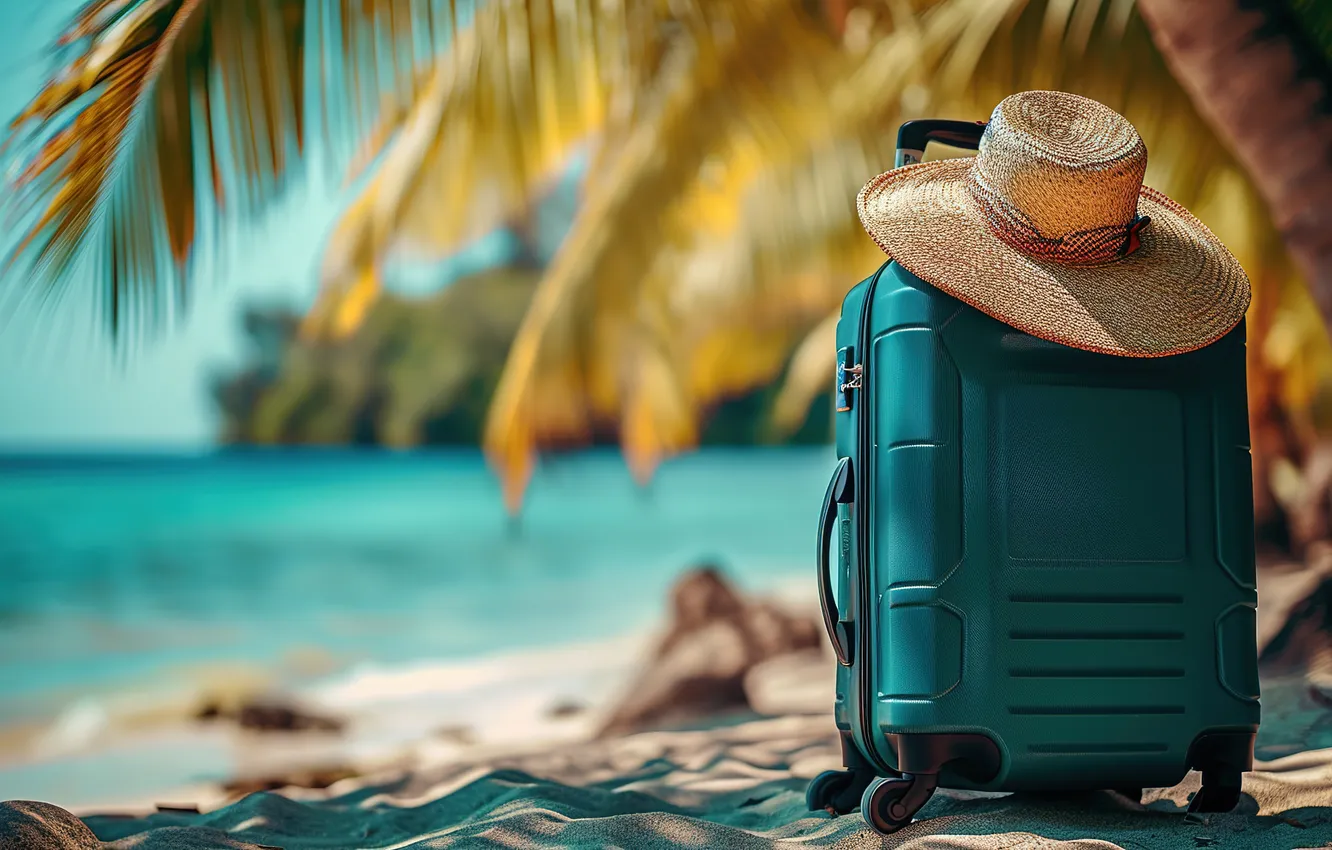 Фото обои море, пляж, лето, отдых, чемодан, summer, holidays, курорт