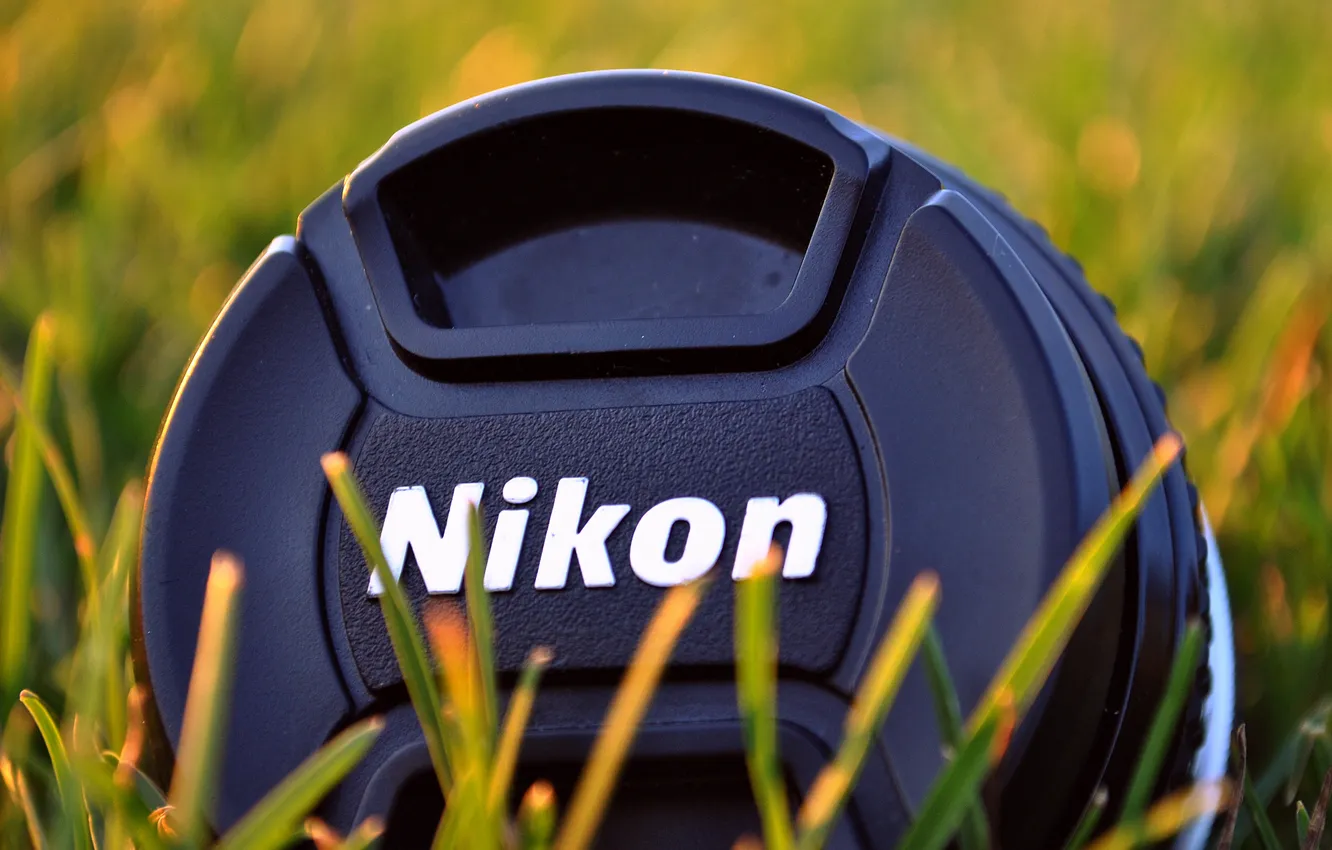 Фото обои зелень, трава, фото, фотоаппарат, объектив, nikon, никон