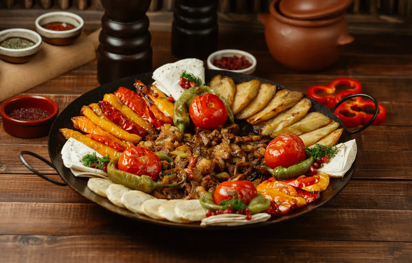 Фото обои bell, meat, caucasian, grilled, finely, sac ichi