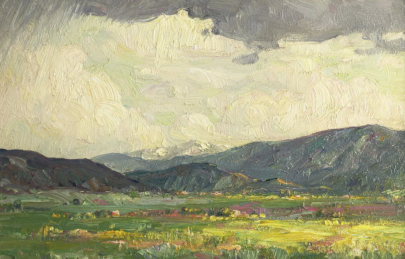 Фото обои пейзаж, картина, Joseph Henry Sharp, Джозеф Генри Шарп, Sun Burst. Taos Mountains