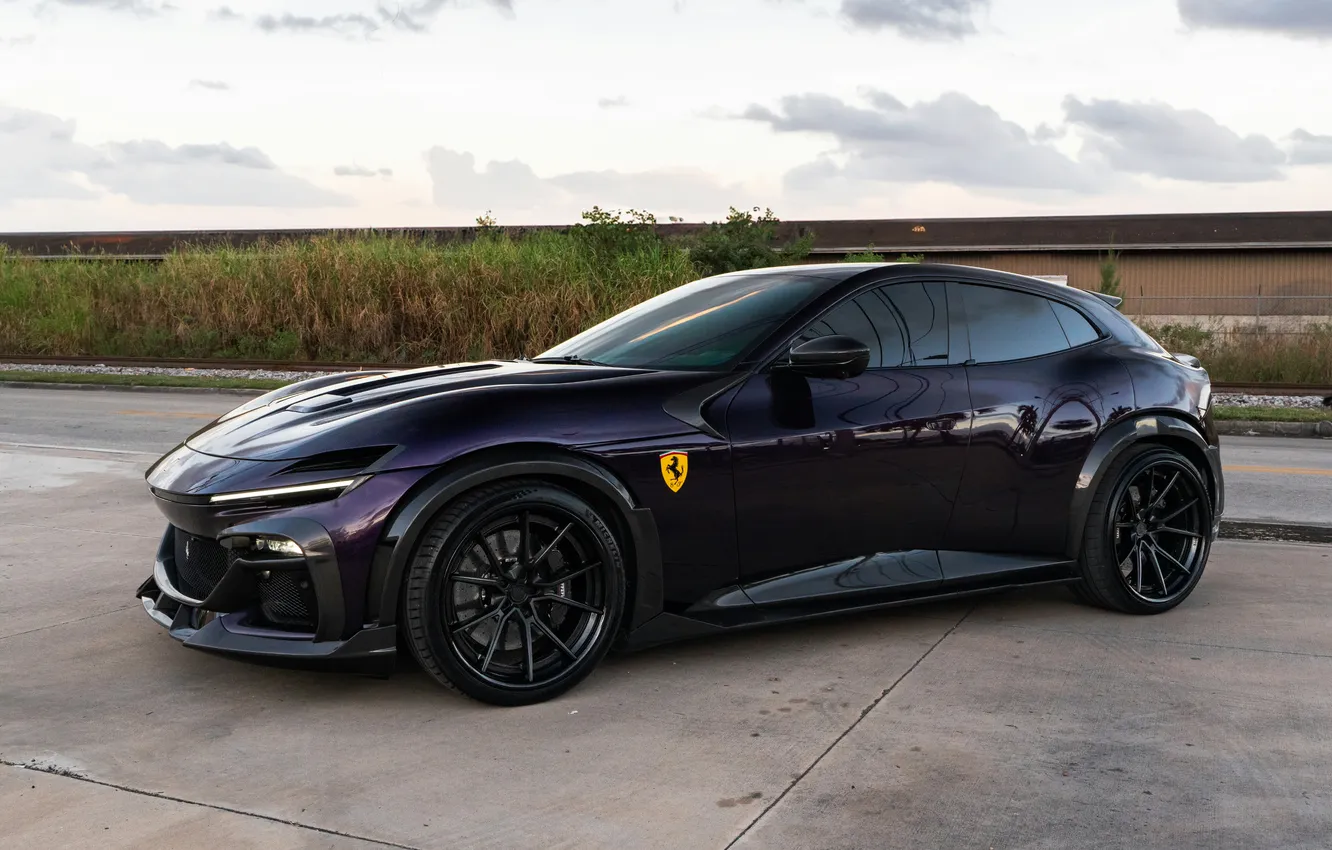 Фото обои Ferrari, Side, Ferrari Purosangue, Purosangue, Road, Purple