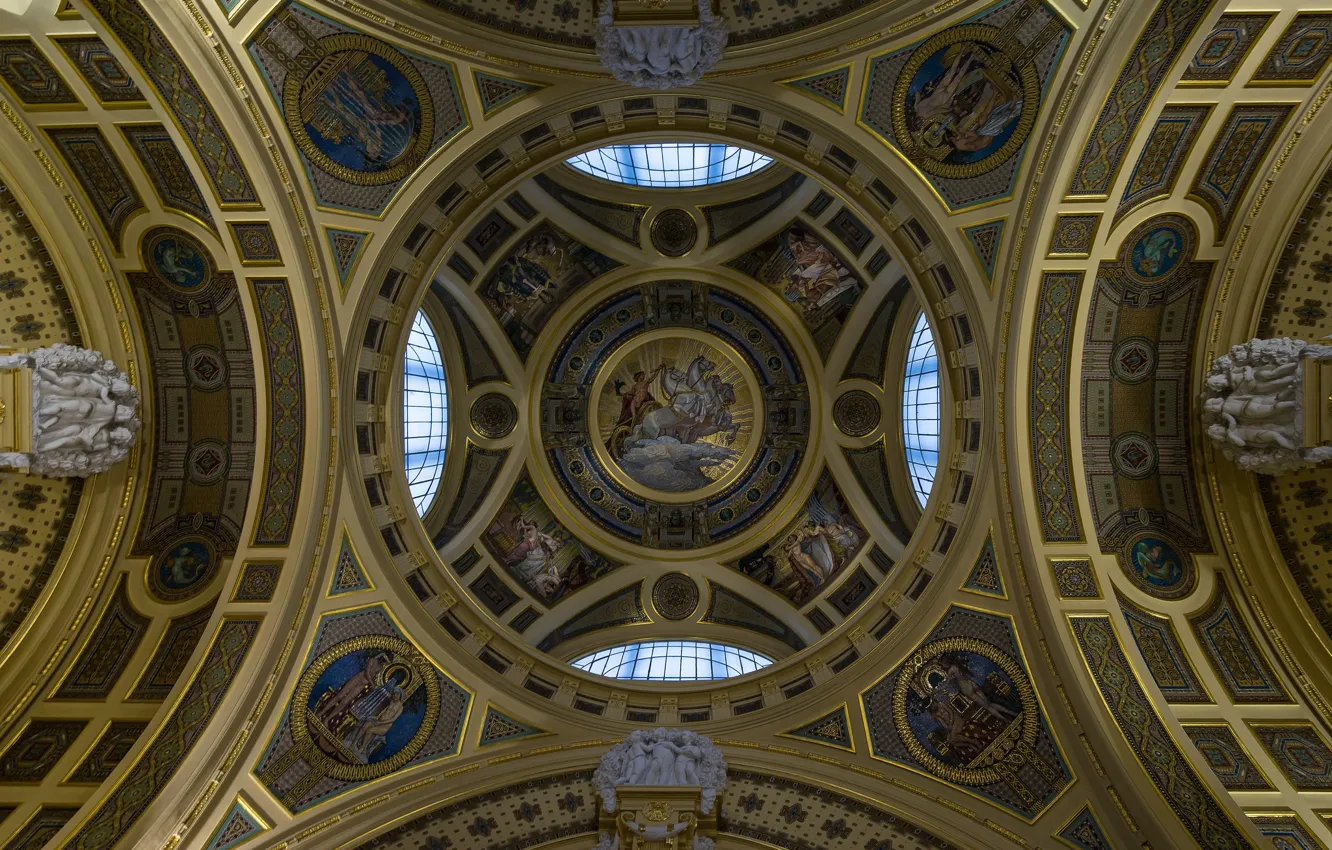 Фото обои потолок, купол, Венгрия, Будапешт, купальня Сеченьи