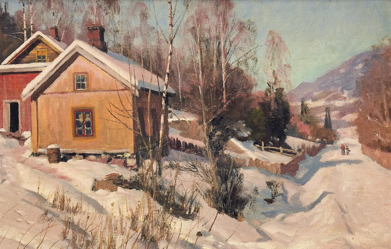 Фото обои 1918, датский живописец, Петер Мёрк Мёнстед, Peder Mørk Mønsted, Danish realist painter, oil on canvas, …