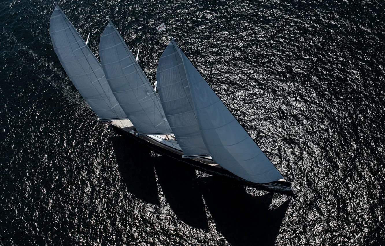 Фото обои море, движение, яхта, сверху, паруса, масштаб 93, Tom VanOossanen, SY SEA EAGLE II