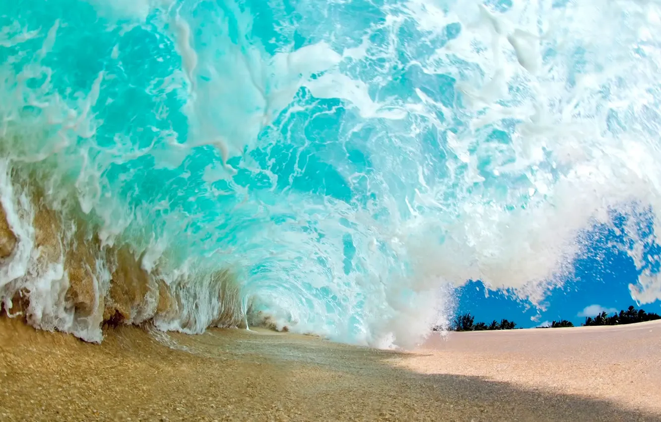 Фото обои песок, пляж, волна, beach, sand, wave