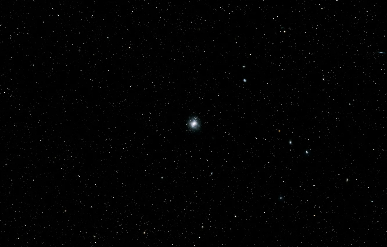 Фото обои Constellation Canes Venatici, NGC 4214, Super star clusters, Dwarf barred irregular galaxy