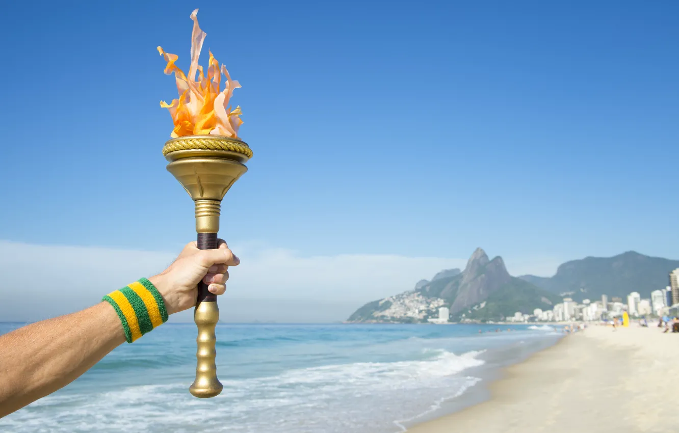 Фото обои hand, Brazil, Torch, Olympic games