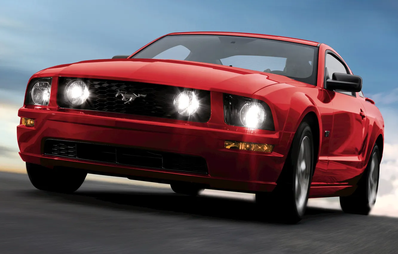 Фото обои авто, фары, тачка, 2005, Mustang GT