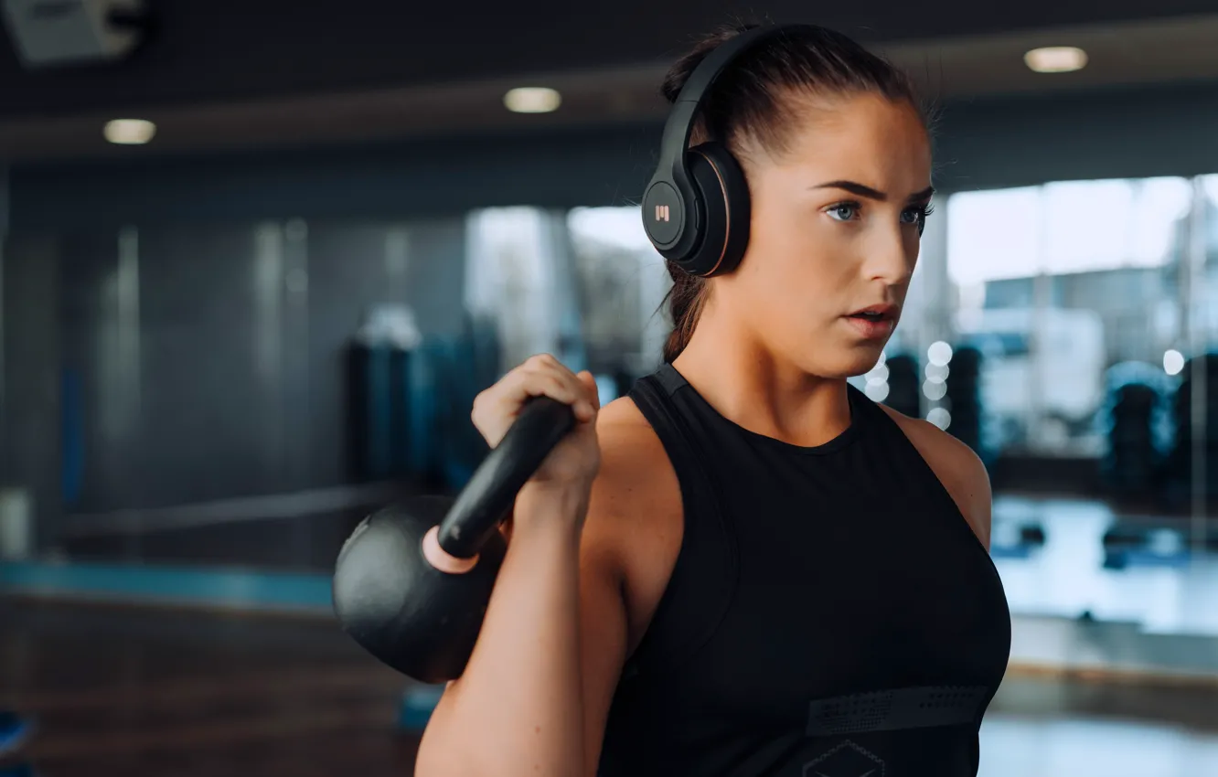 Фото обои Music, workout, fitness, Russian dumbbell