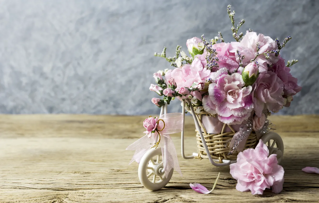Фото обои любовь, цветы, лепестки, love, розовые, vintage, wood, pink