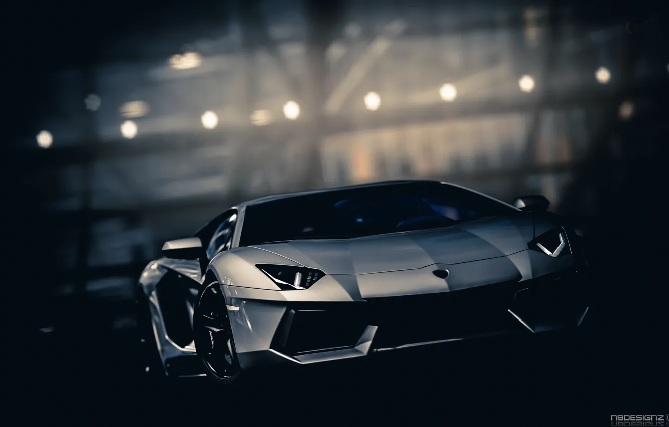 Фото обои дорога, ночь, Lamborghini