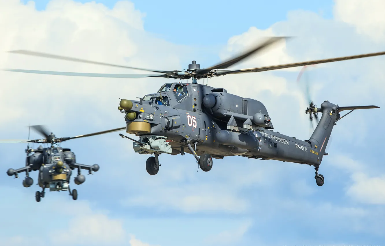Фото обои Вертолет, Армия, Россия, Авиация, ВВС, Ми-28Н, Ночной охотник, ВВС России