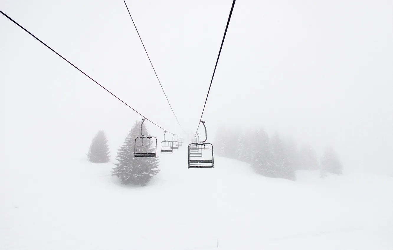 Фото обои зима, курорт, France, подъемник, Morillon, горнолыжный