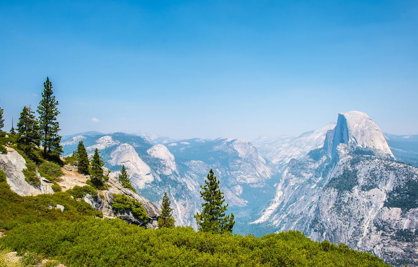Фото обои лес, пейзаж, горы, парк, Valley De Yosemite
