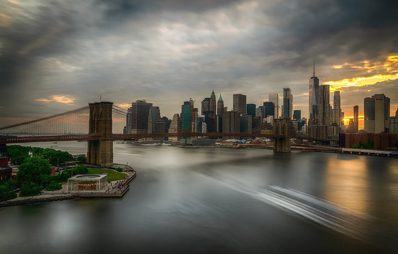 Фото обои мост, Нью-Йорк, Бруклин, Brooklyn