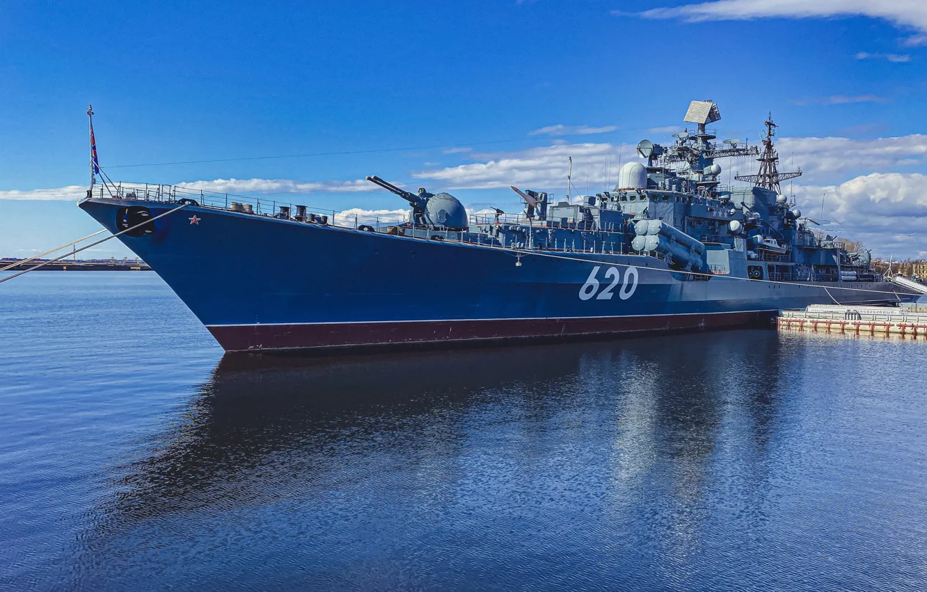 Фото обои Россия, Финский залив, корабль-музей, эскадренный миноносец, Кронштадт, Эсминец Беспокойный