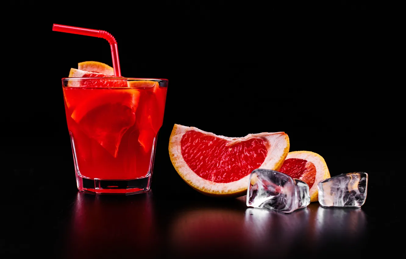 Фото обои кубики, коктейль, цитрус, напиток, льда, cocktail