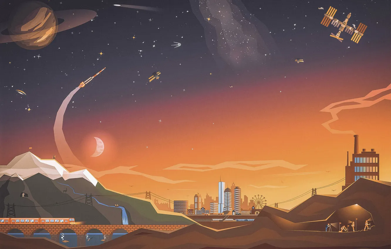 Фото обои космос, планета, ОСваивает