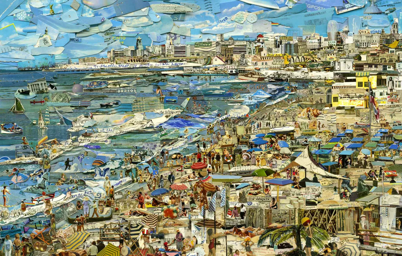 Фото обои La Plage, Vik Muniz, Postcards from Nowhere, contemporary art