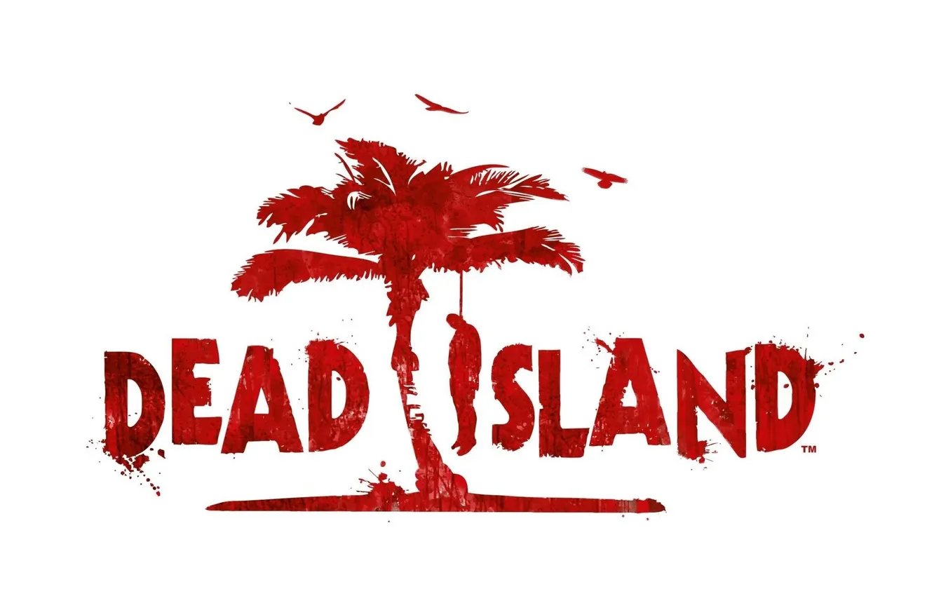 Фото обои красный, пальма, человек, белый фон, Dead Island, повешанный