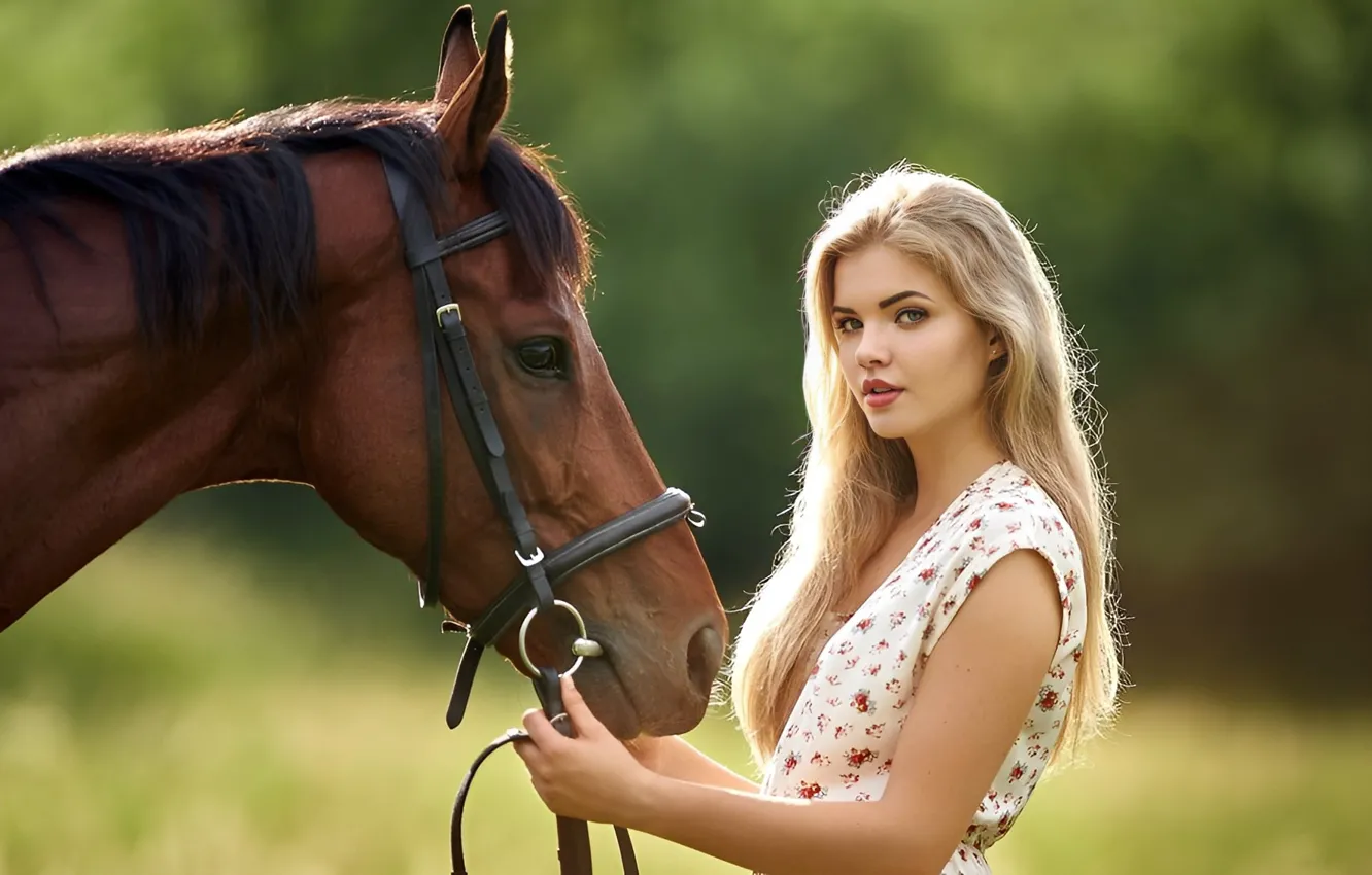 Фото обои girl, hat, model, horse, blonde, pose, cowgirl, country girl