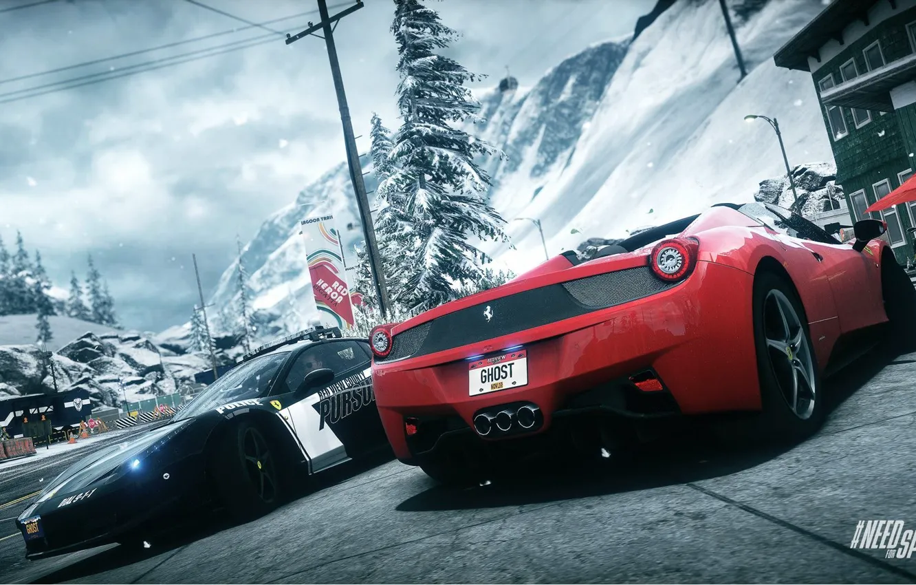 Фото обои spider, Ferrari, Need for Speed, nfs, police, 2013, pursuit, 458 Italia