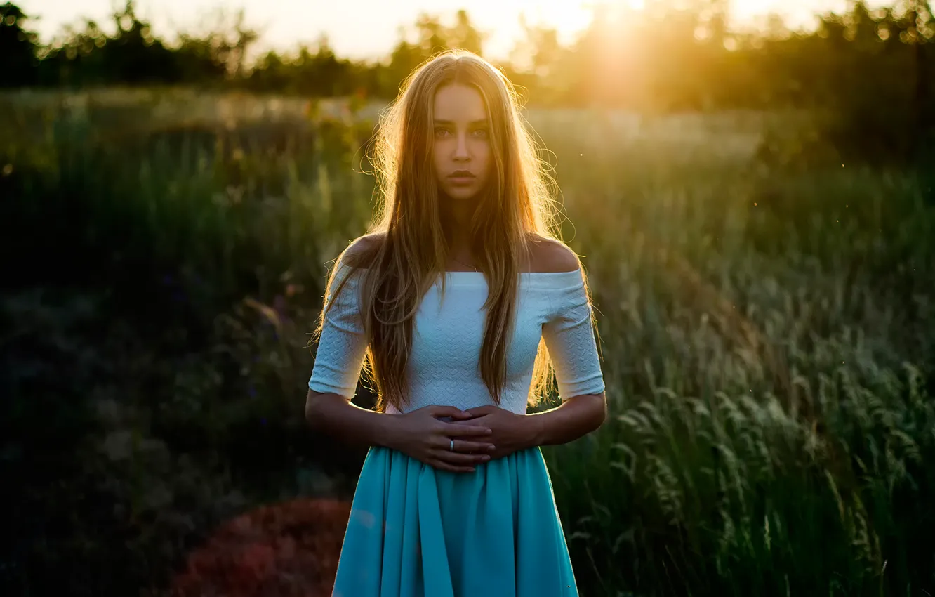 Фото обои лето, взгляд, портрет, освещение, sensuality