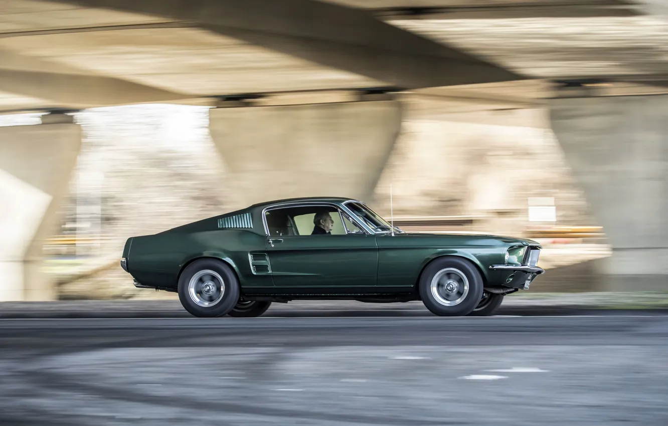 Фото обои движение, Mustang, Ford, 1968, GT 390, Bullitt