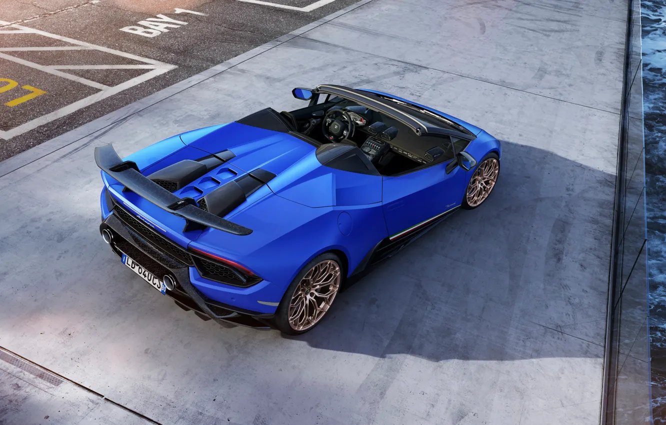 Фото обои Lamborghini, салон, вид сзади, Spyder, 2018, Performante, Huracan